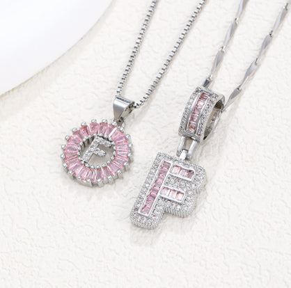 Pink Paradigm Initial Necklace Set