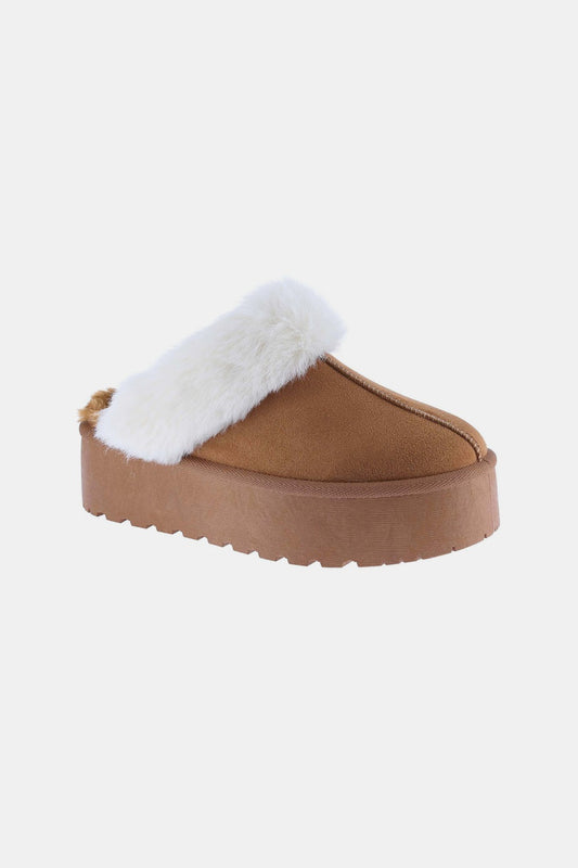 Cozy Winters Thick Bottom Fur Trim Snow Slippers