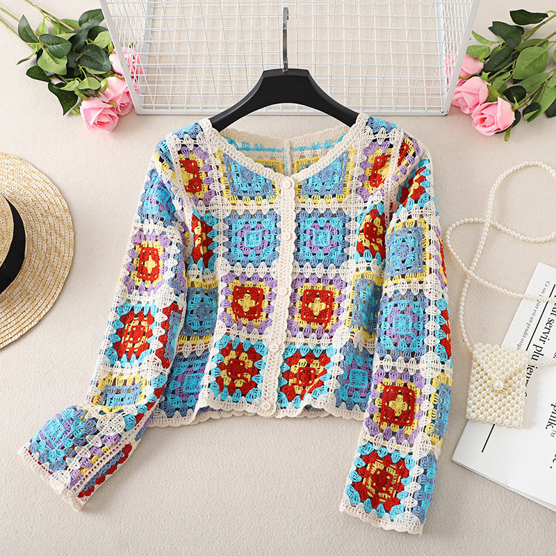 Take Me Back Vintage Chic Crochet Hollow Out V-neck Knit Sweater