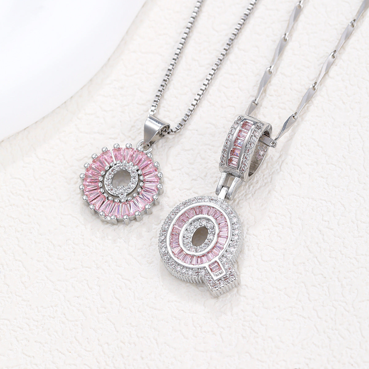 Pink Paradigm Initial Necklace Set