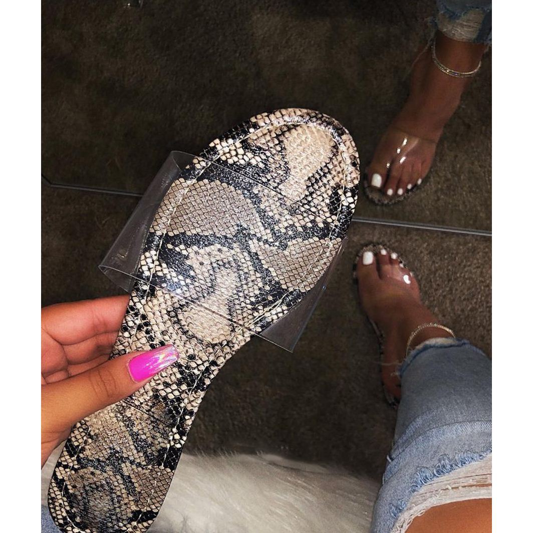 Clear The Air Snake Pattern Flat Sandals