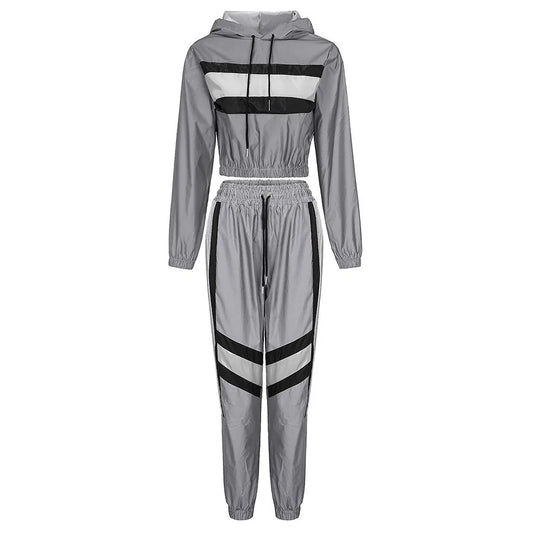 Do I Jog Your Memory Reflective Two-Piece Tracksuit Set