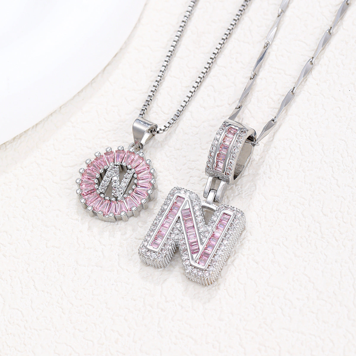 Pink Paradigm Initial Necklace Set