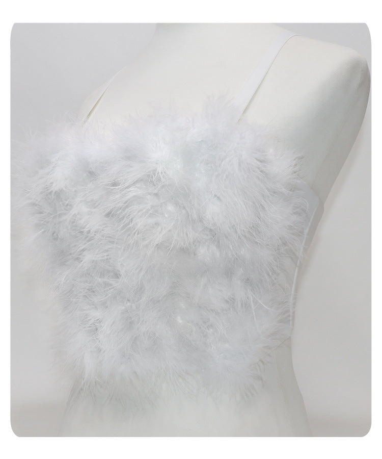 Furry Camisole Feather Tube Top