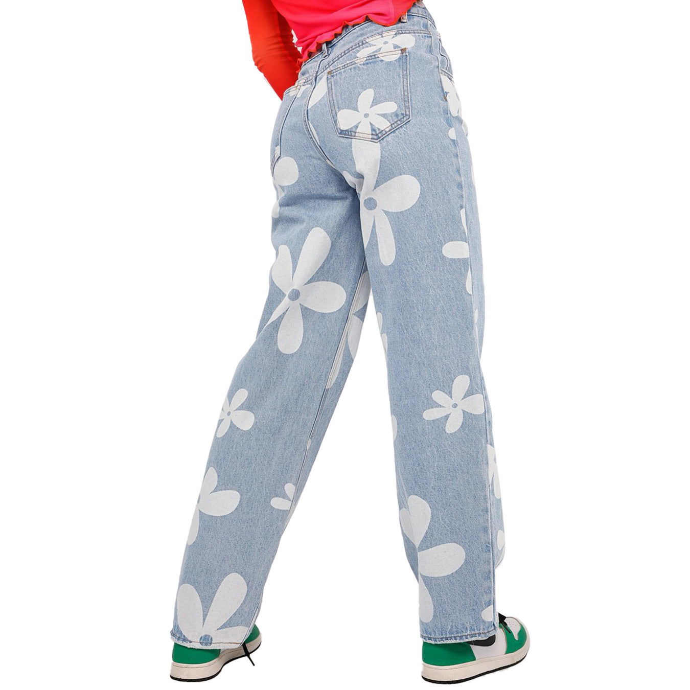 Women's Fashionable Printed Straight Jeans