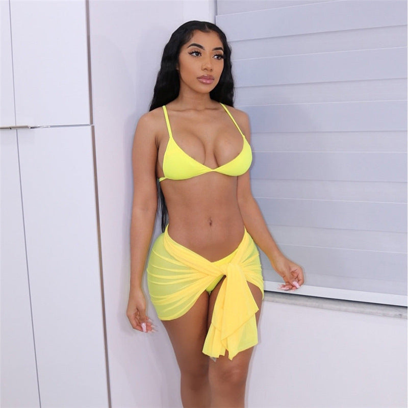 Staying Solid 3 piece Bikini Skirt Set