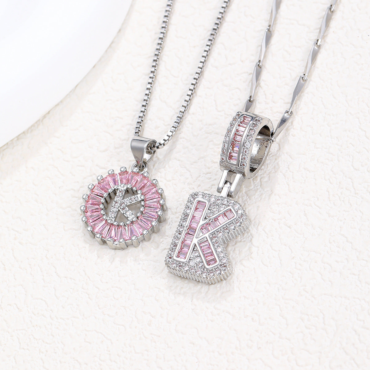 Pink Paradigm Initial Necklace Set