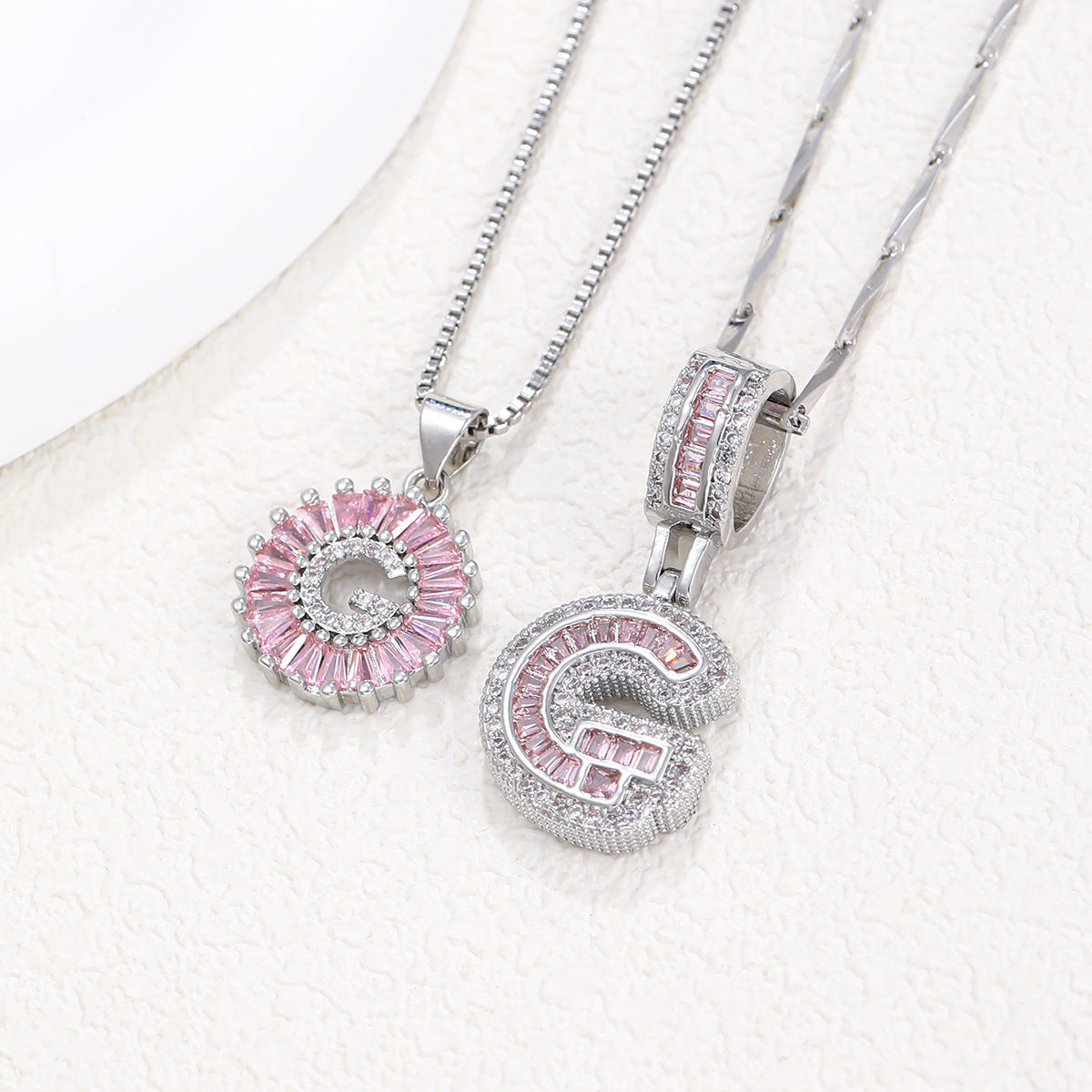 Pink Paradigm Initial Necklace Set