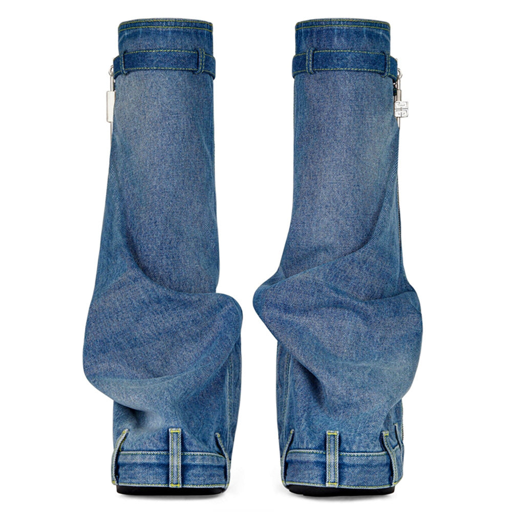 Always Poppin’ Denim Round Toe Boots