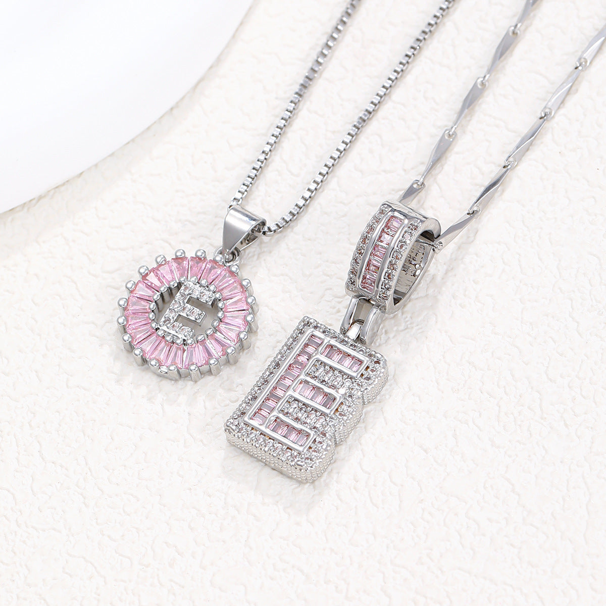 Pink Paradigm Initial Necklace Set