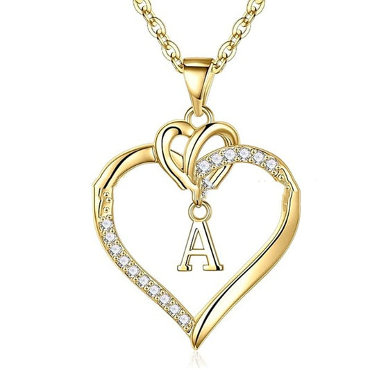 Heart-Shaped Letter Pendant Necklace