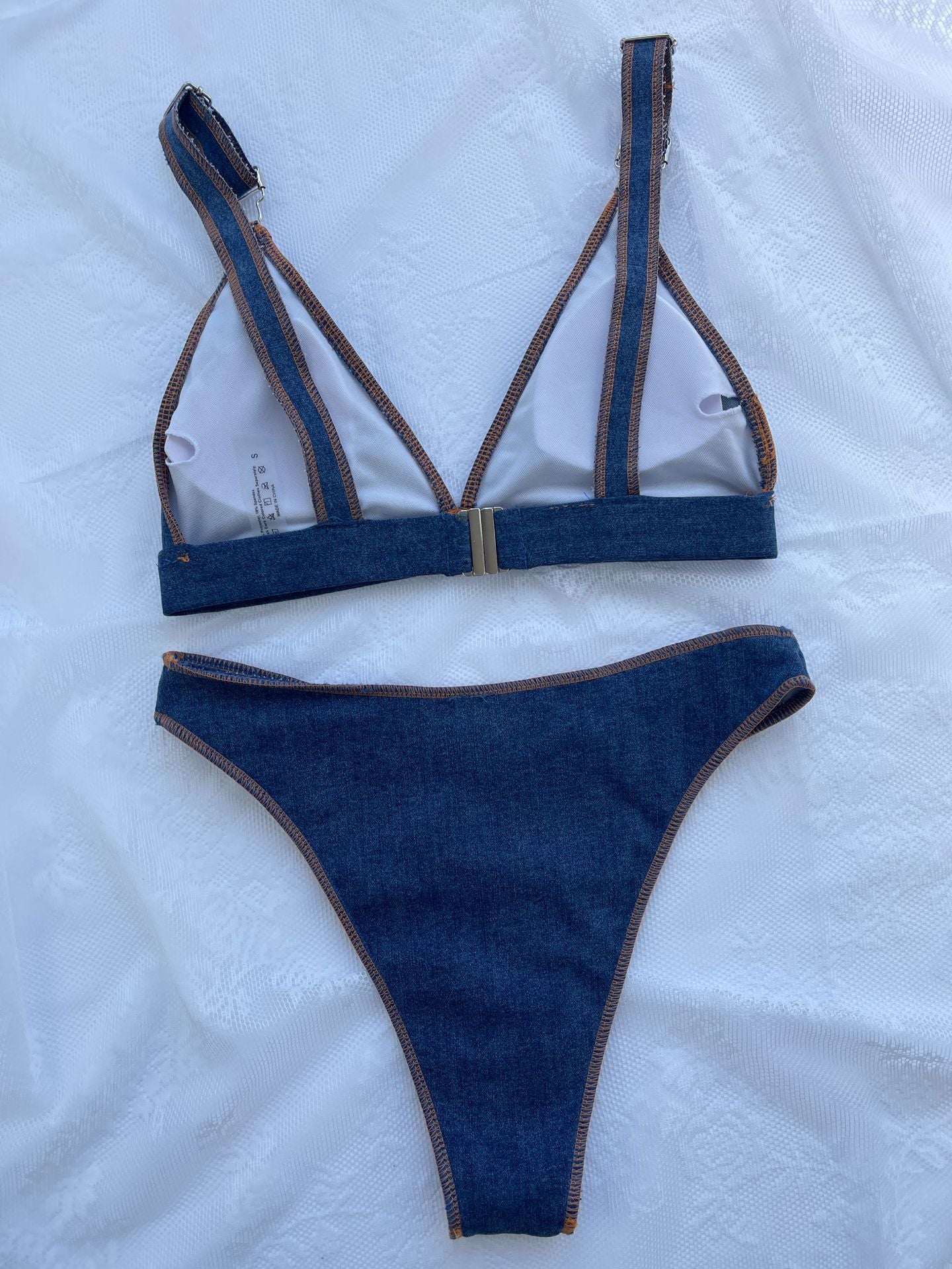 Let Me Chill Bikini Denim Blue Bikini Set