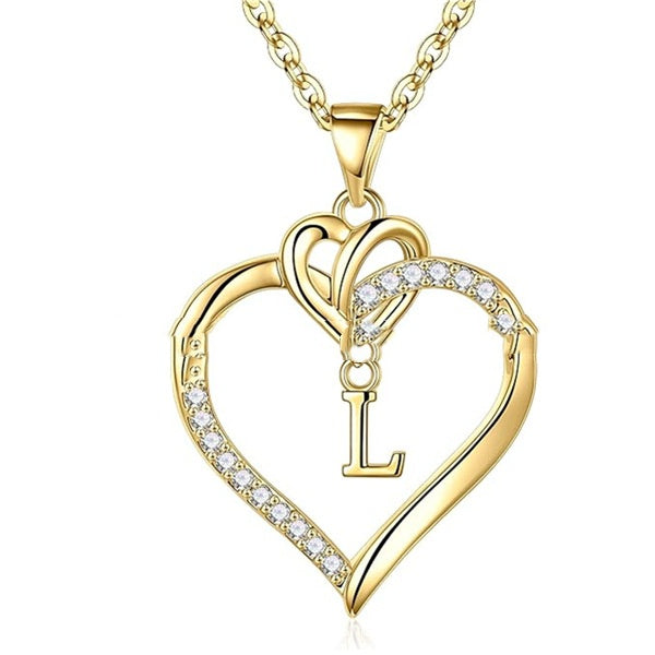 Heart-Shaped Letter Pendant Necklace