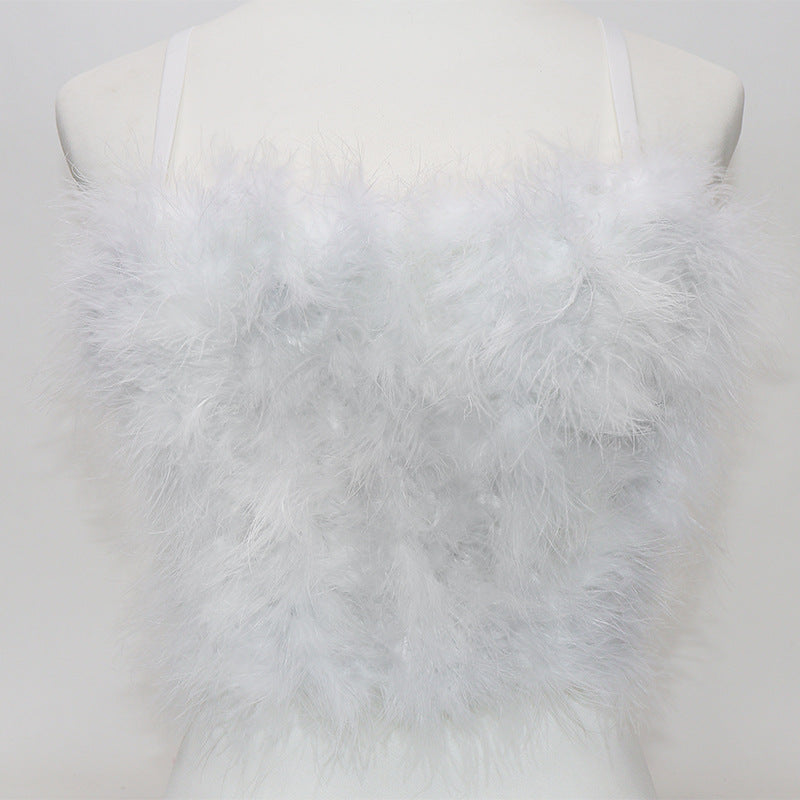 Furry Camisole Feather Tube Top