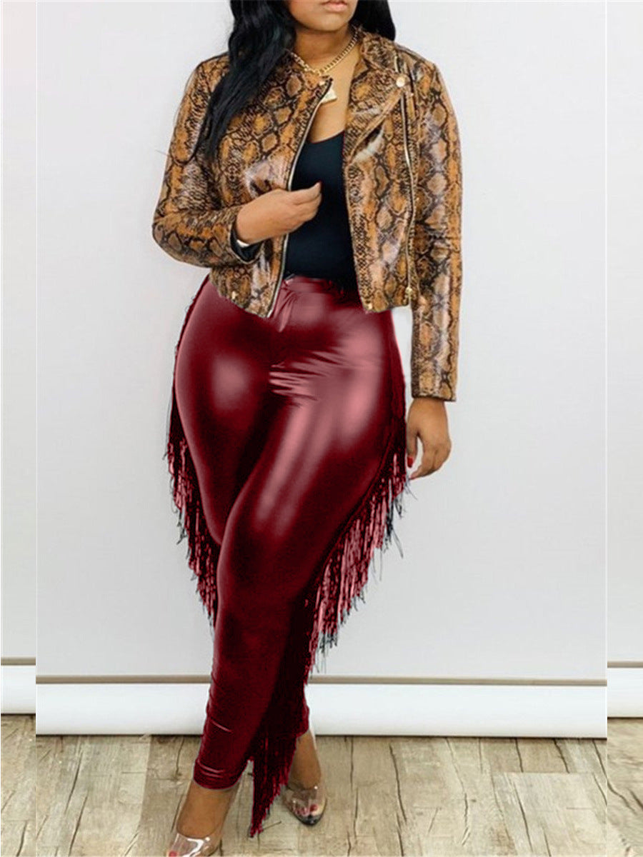 Don’t Wait Up Tassel Leather Pants