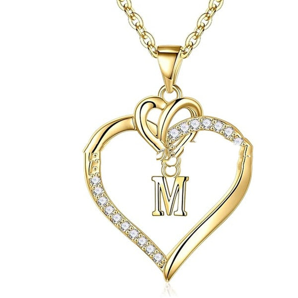 Heart-Shaped Letter Pendant Necklace