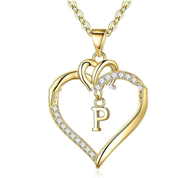 Heart-Shaped Letter Pendant Necklace