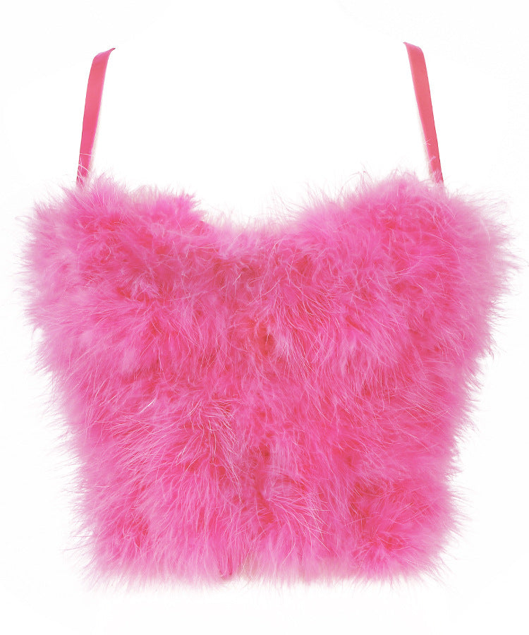 Furry Camisole Feather Tube Top