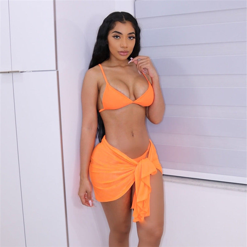 Staying Solid 3 piece Bikini Skirt Set