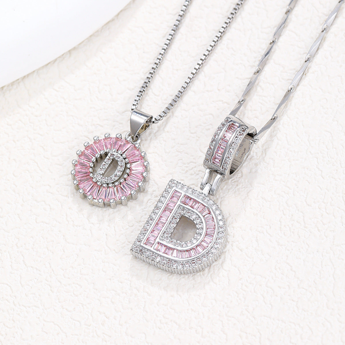 Pink Paradigm Initial Necklace Set
