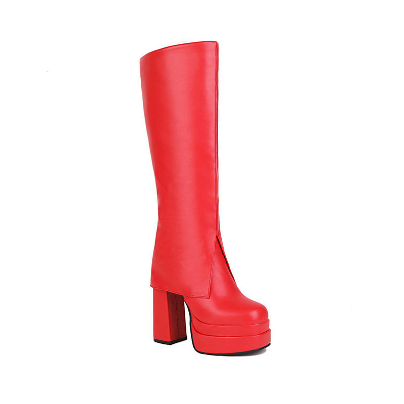 Keepin Up High Heel Platform Chunky Heel Knee Boots