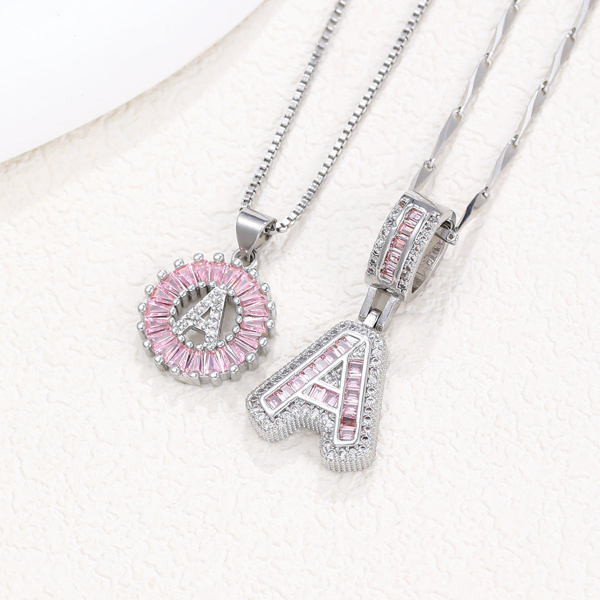 Pink Paradigm Initial Necklace Set