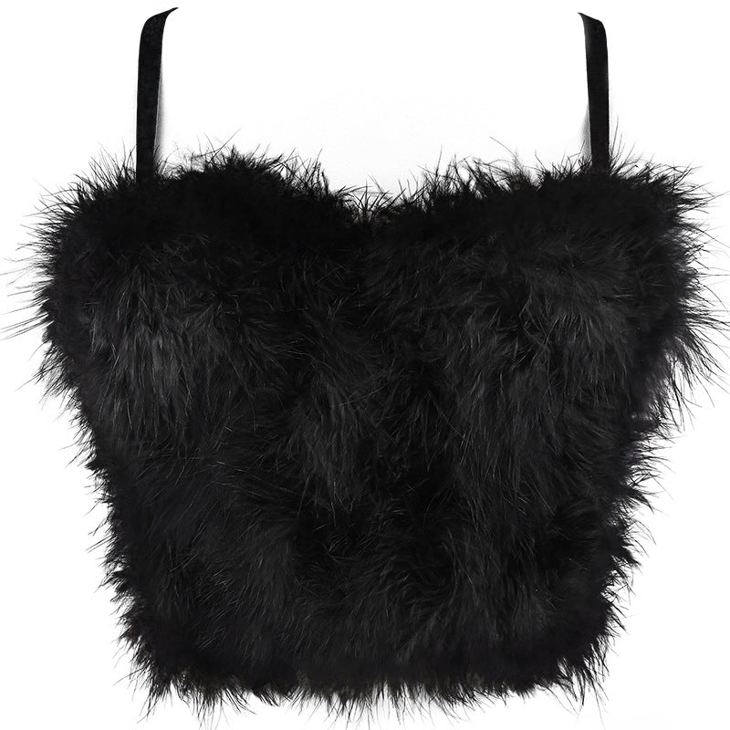 Furry Camisole Feather Tube Top