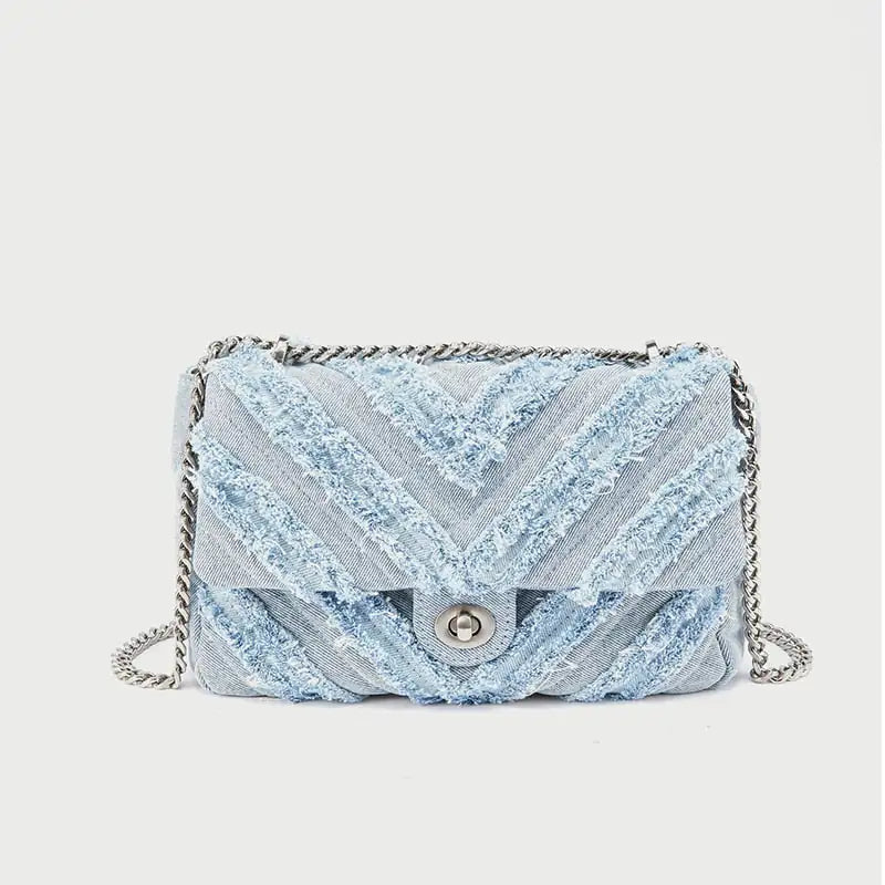 Material Girl Denim Chain Handbag