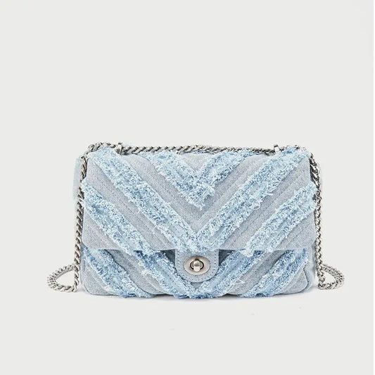 Material Girl Denim Chain Handbag