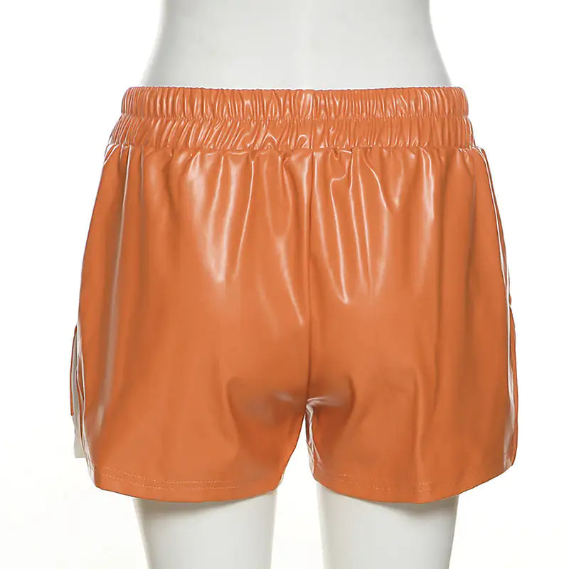 Large Pocket Faux Leather Shorts