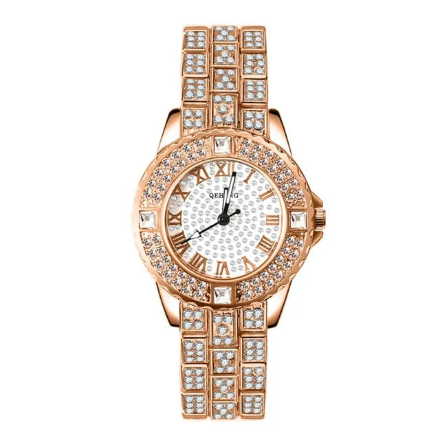 Diamond Crystal Watch and Bracelet Set