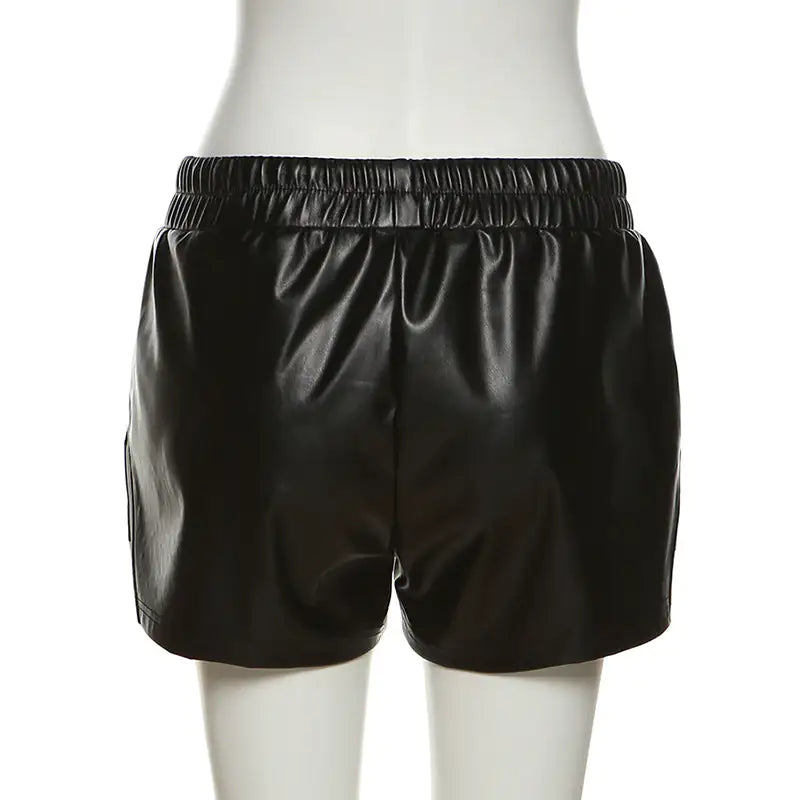 Large Pocket Faux Leather Shorts