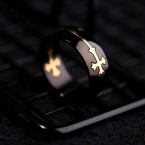 Cross Titanium Steel Ring