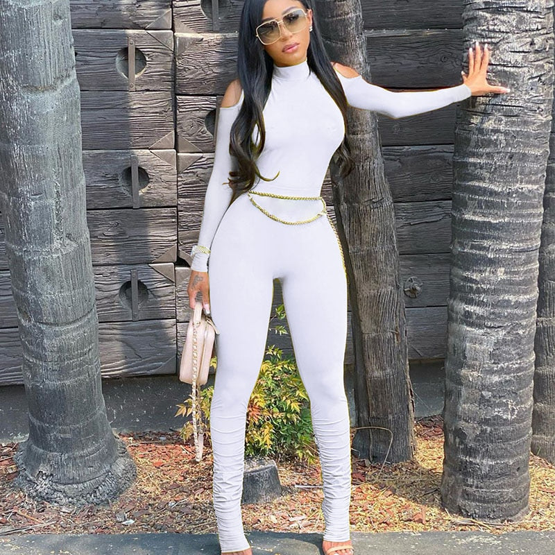 Watch Me Work Bandage Long Sleeve Bodycon Jumpsuit