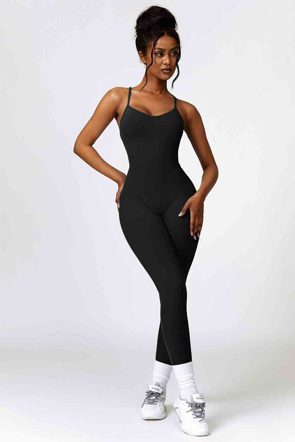 Open Back Spaghetti Strap Sports Jumpsuit