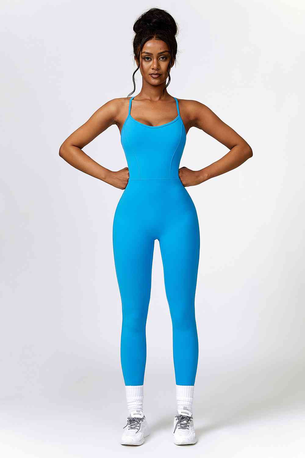 Open Back Spaghetti Strap Sports Jumpsuit